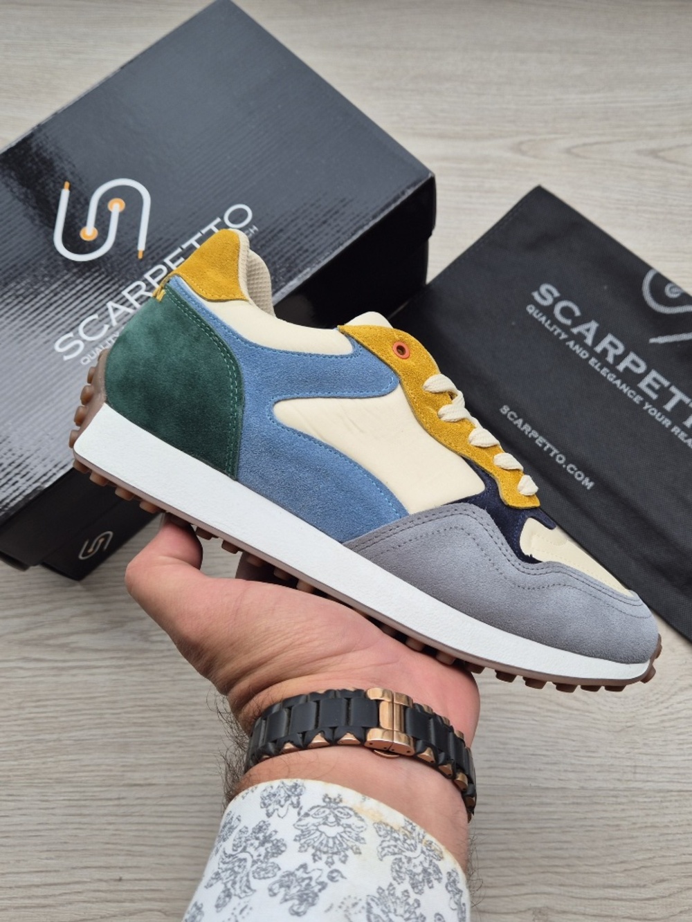 Corsa Meadow Multi Sneakers: Suede, Nylon, Leather Panels